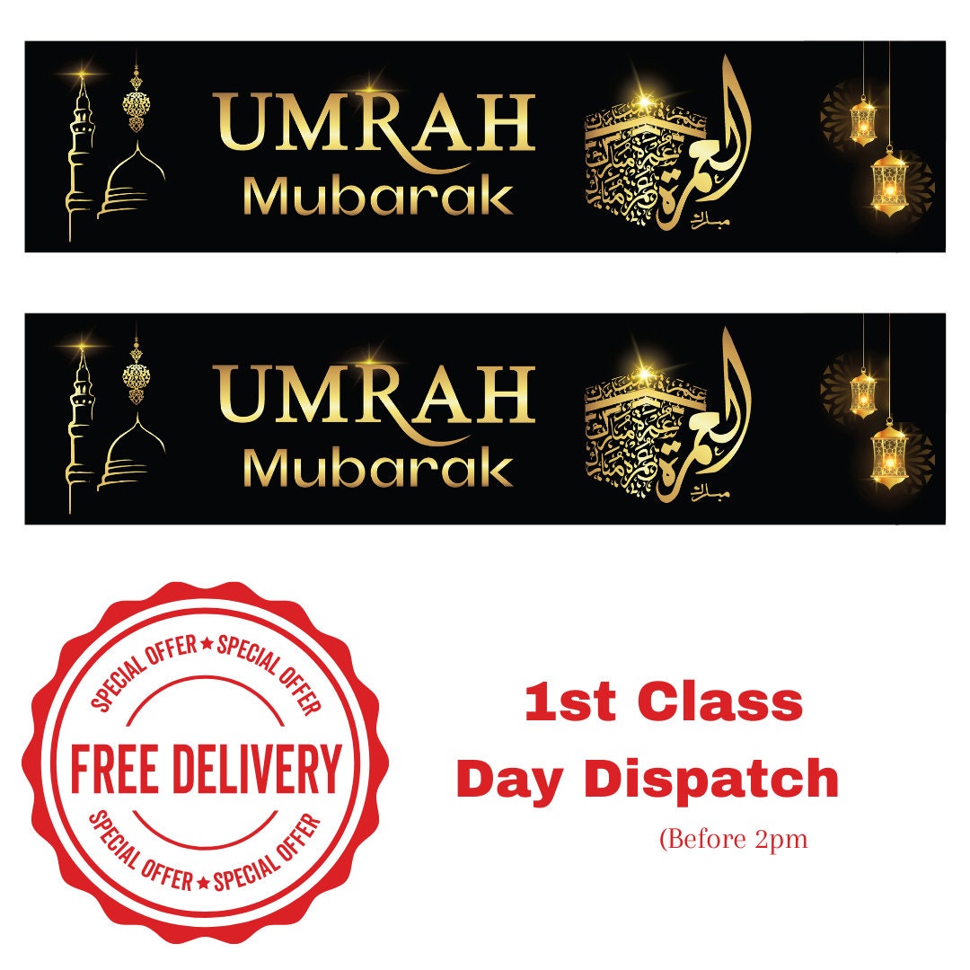 Umrah Mubarak Wall decoration bunting banner black and golden Combo –