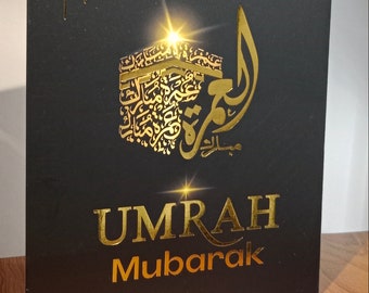 Carte-cadeau Omra Moubarak A5 imprimée en aluminium