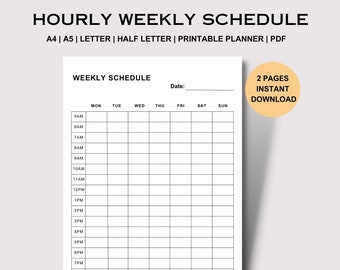 Half Hour Weekly Schedule Printable, Half Hour Daily Schedule Template ...