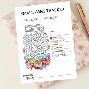 Small Wins Tracker: Motivation, Adulting Planner, Jar of Small Victories,  PDF, Letter Size, A5