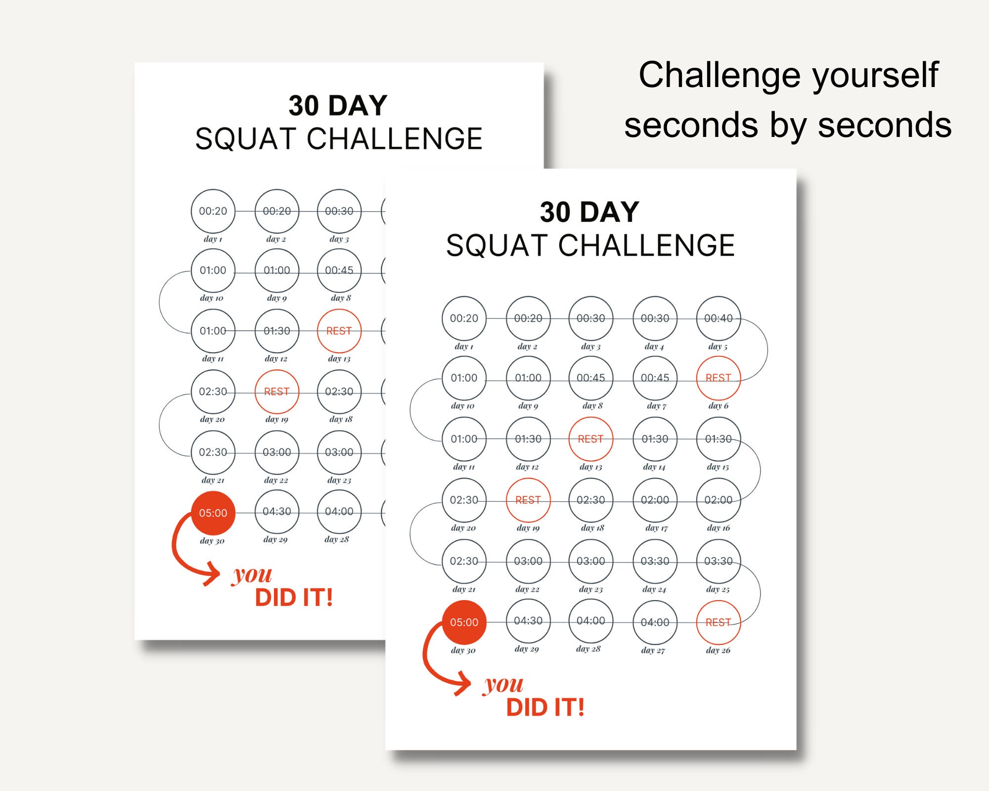 Printable Squat Challenge Etsy Printable Squat Challenge Etsy