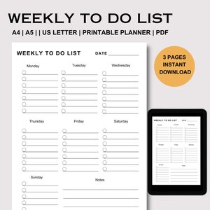 Minimal To Do List Printable Daily To Do List Weekly To Do Monthly Task List  To Do List Planner A4, A5, US Size, Download Print At Home Pdf