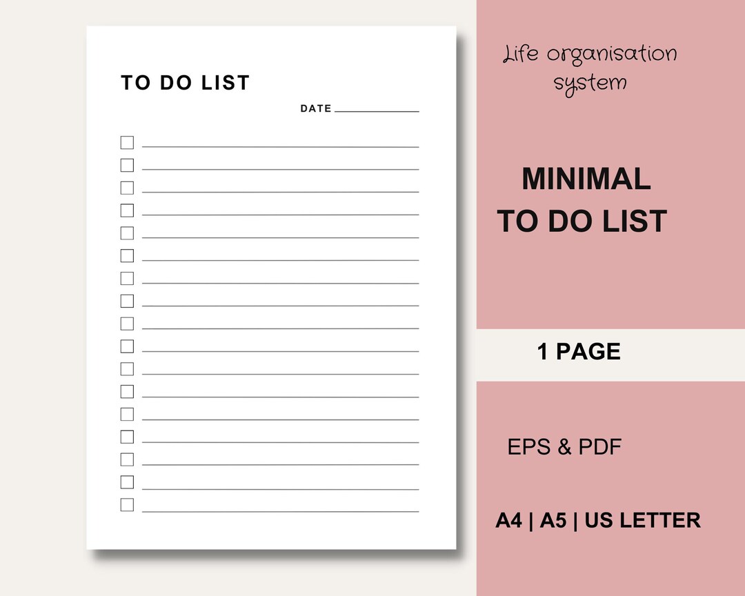 Minimal to Do List Printable, Simpleto-do-list Template for Home ...