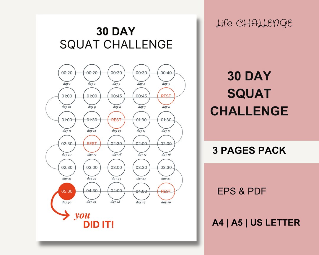 Printable Squat Challenge - Etsy
