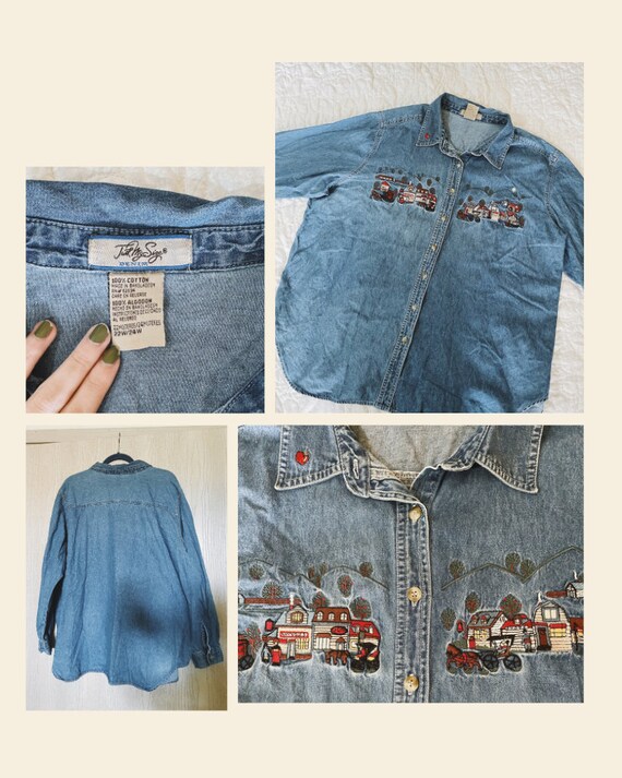 Vintage 1990s Just My Size Chambray Shirt - Plus S