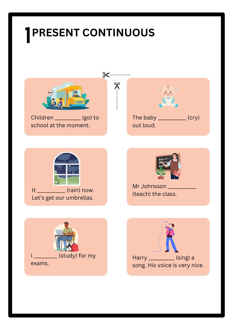 Engaging Present Continuous Tense Worksheets Cards Esl Teaching