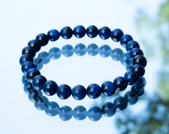 Pulsera elástica con piedras naturales - Piedra ojo de halcón - Protección