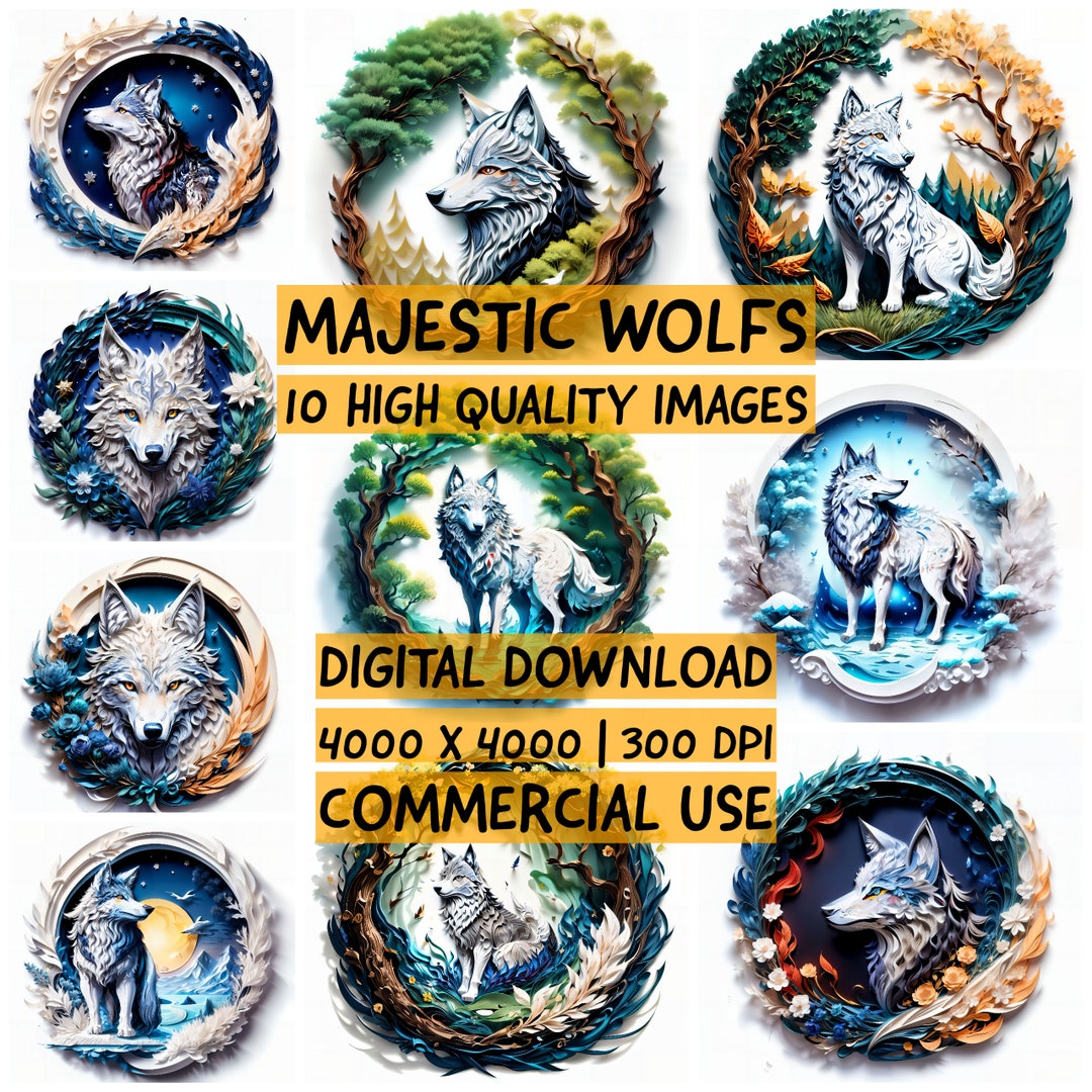 Beautiful Wolves Printable Clipart Digital Download Commercial - Etsy