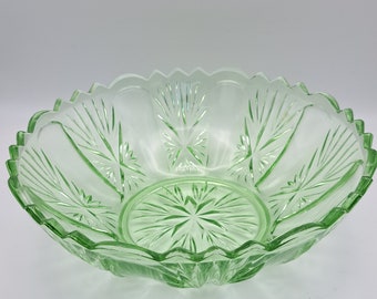 Vintage green glass fruit bowl