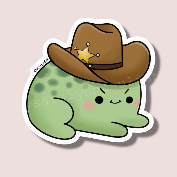 Cowboy Frog Sticker | Cute Sticker | High Quality Glossy Sticker | Waterproof Sticker