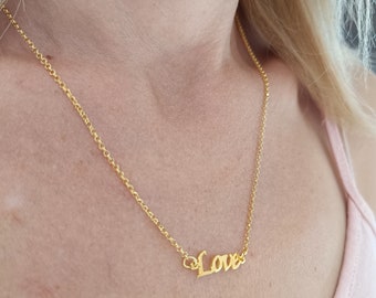 Love necklace, 14K Gold fill over sterling silver necklace
