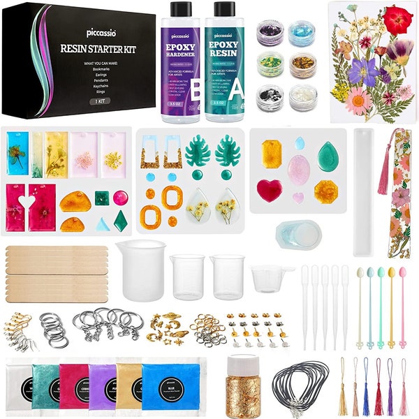 Complete Epoxy Resin Craft Kit for Artistic DIY Creations - Jewelry, Keychains, Bookmarks, and More - Ideal for Beginners