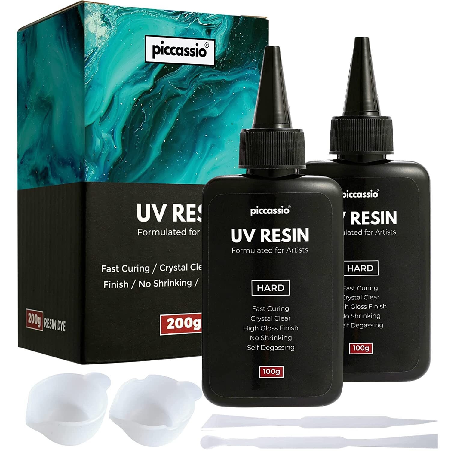Teexpert UV Resin 100g, Upgrade Ultra Clear Hard UV Resin Kit, UV