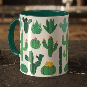 Cactus & Succulents Coffee Mug | Cactus Birthday Gifts | Desert Plants Houseplants | Illustration Tea Ceramic Succulent Cup For Her