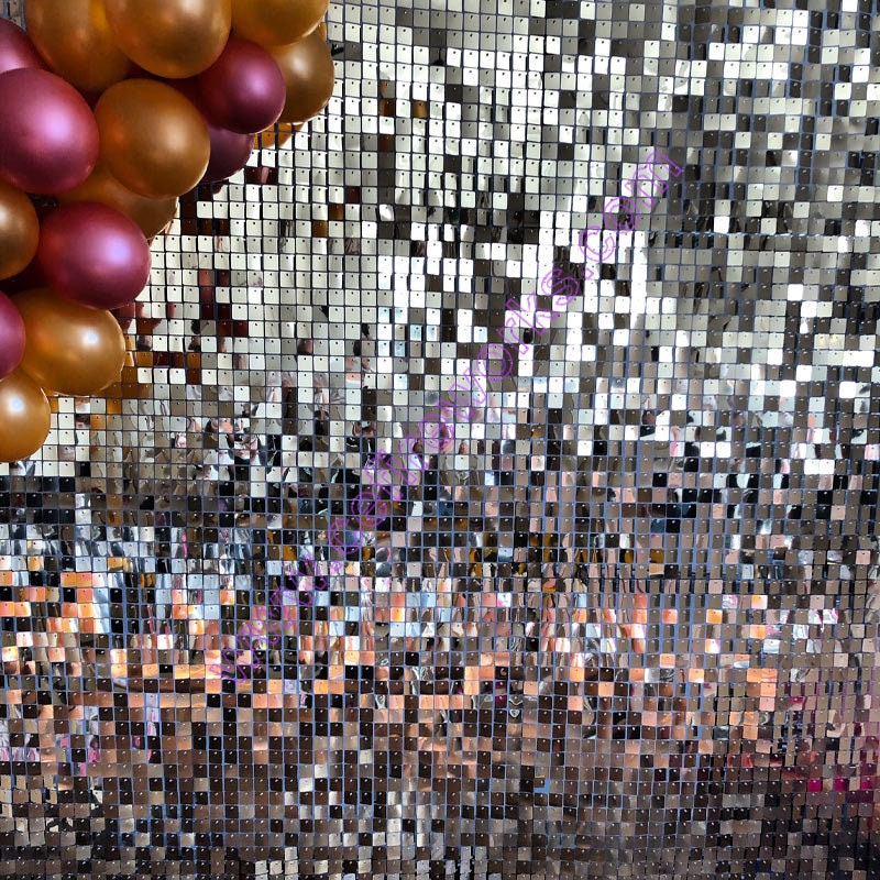 Silberschimmernder Pailletten-Hintergrund – 48-teiliges Set Für Fotos Bei Geburtstag, Hochzeit & Party | 30,5 X 30,5 Cm Pro Panel