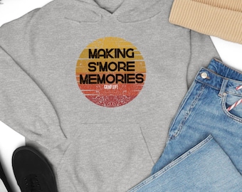 Camping S'mores Unisex schwere Mischung mit Kapuze Sweatshirt, Wandern Outdoor Sweatshirt, Herbst Wanderausrüstung, gemütliches Herbst Lagerfeuer Sweatshirt