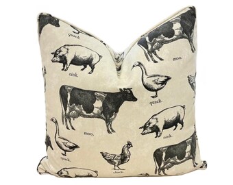 Modern Farm Animals Pillow Cover, Decorative Pillow Cover, High End Pillows, Throw Pillows, Home Decor, 20x20 Pillow Cover