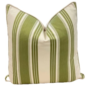 Modern Forest Green and White Stripes Pillow Cover, Decorative Pillow Cover, High End Pillows, Throw Pillows, Home Decor, 22x22 Pillow Cover