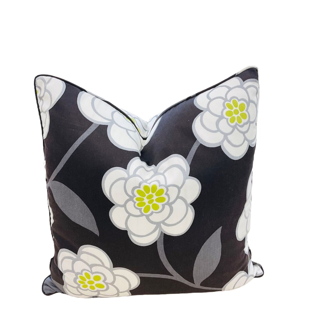 Modern Black and White Flowers Pillow Cover, Decorative Pillow Cover