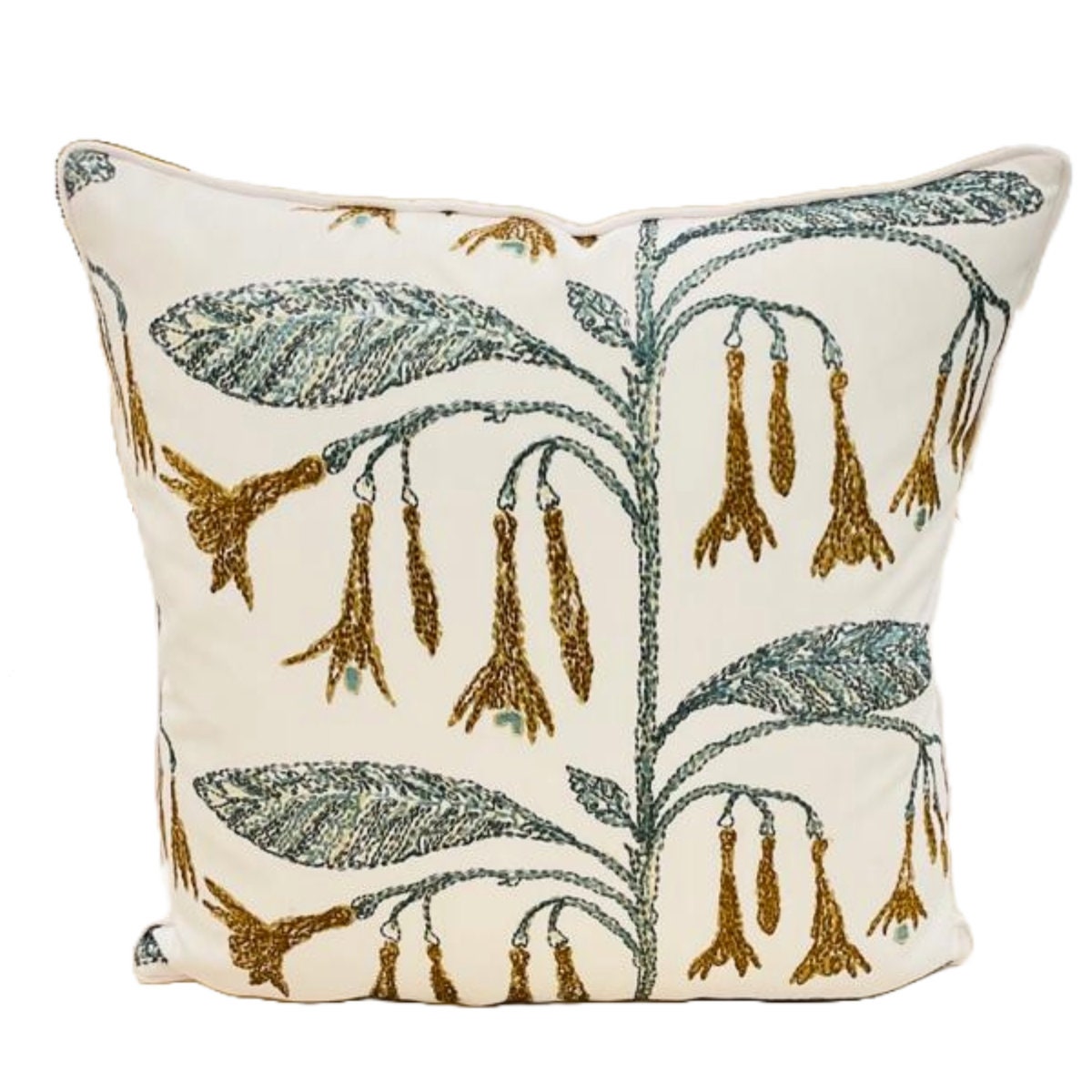 Embroidery Egyptian Lotus Flower Pillow Cover Decorative Etsy