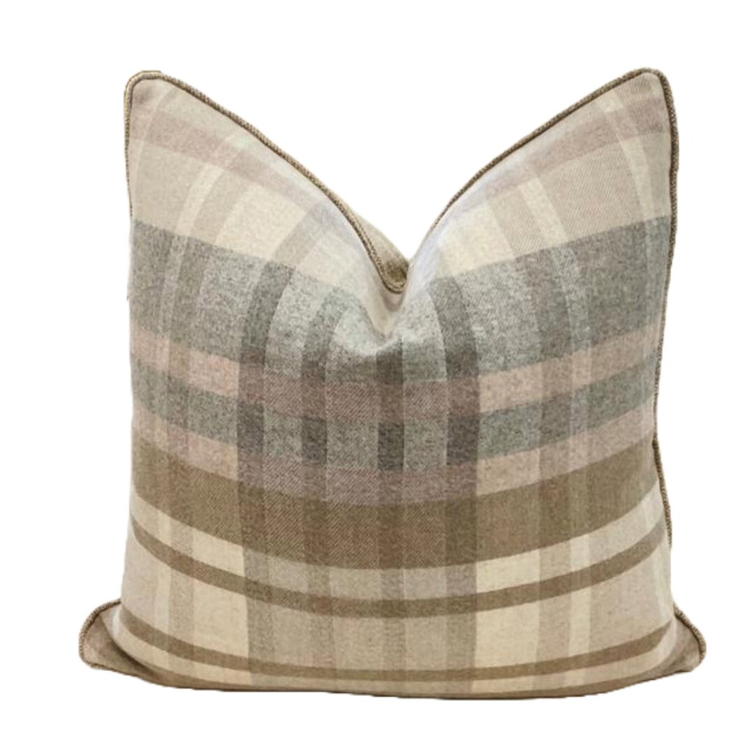 Classic Highland Checkered Wool Pillow Cover, Decorative Pillow Cover