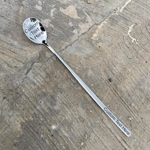Custom Engraved Long Handle Iced Tea Spoon, Father, Spoon Me, tea, Happy Birthday, Grandpa Ice Cream Spoon, Dad Iced Tea Spoon, for her him