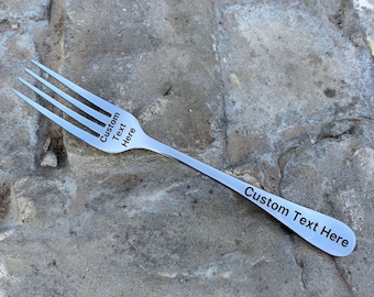 Tenedor de acero inoxidable grabado a medida, regalo personalizado