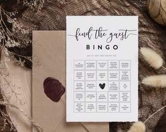Wedding Games Bingo - Wedding Bingo - Entertainment for guests during the wedding reception - Get your guests talking