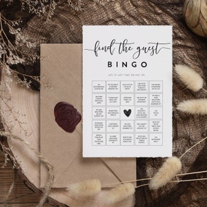 Hochzeitsspiele Bingo - Hochzeitsbingo - Beschäftigung für Gäste während der Hochzeitsfeier - Bring deine Gäste ins Gespräch
