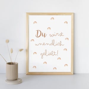 POSTER unendlich geliebt | Wanddeko Kinderzimmer | Geschenk Baby | Poster Affirmation| Geburtsgeschenk | Geschenk zur Geburt