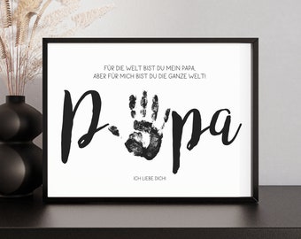 Póster con huella de mano | Regalo para papá | Decoración de pared | Día del Padre | Cumpleaños | Afirmación | Regalo de cumpleaños