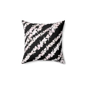 Black and White Striped Pillow; Spun Polyester Decorative Square Pillow; Artistic Accent Pillow