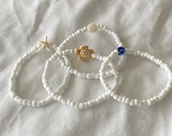 white seed bead bracelets