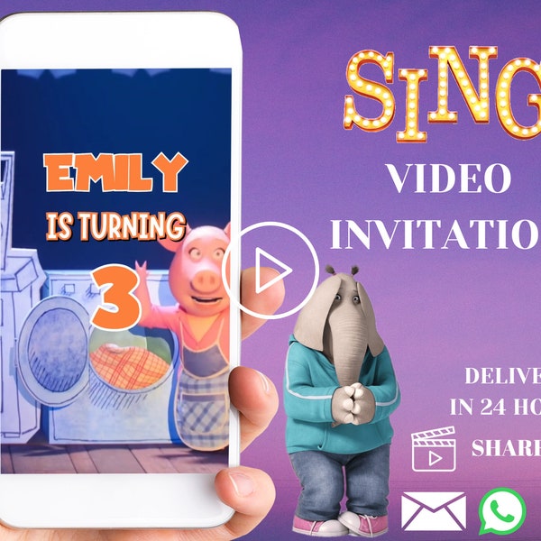 Singen Sie Film Video Einladung, Singen Sie Geburtstagsparty Video Einladung, Singen Sie Mobile Einladung, Singen Sie animierte Einladung, Singen Sie digitale Einladung