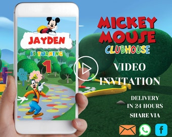 Mickey mouse birthday video invitation, Mickey mouse video invitation, Mickey mouse animated invitation, Mickey mouse digital invitation,