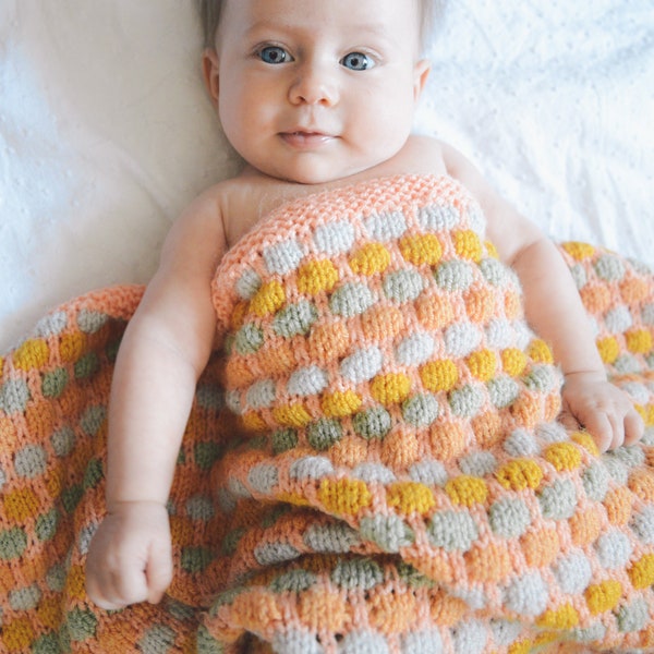Knitting Pattern (PDF) - Betty's Blanket - easy colorful baby blanket knitting pattern for beginners
