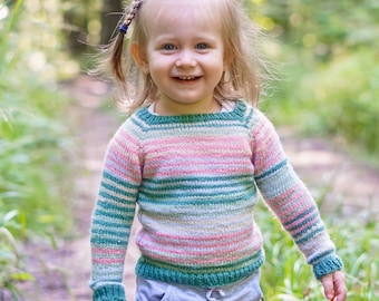 Tiny Lineage Sweater Knitting Pattern: Baby & Kids Top-Down Raglan Sweater (PDF)
