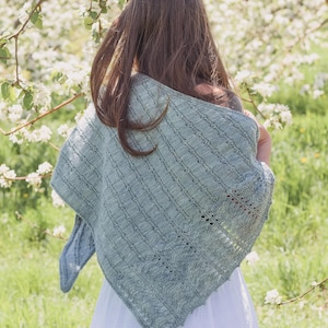Periwinkle Shawl Knitting Pattern: Floral Lace Shawl Design (PDF)