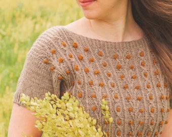 Knitting Pattern (PDF) - Budburst Tee or Sweater - summer knitting pattern for a women sweater or t-shirt