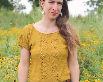 Knitting Pattern (PDF) - Solstice Top - t-shirt summer knitted top - knitting pattern for women sweater