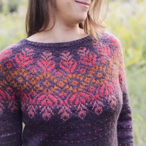 Knitting Pattern (PDF) - Fall Medley Sweater - knitting pattern for women sweater in stranded colorwork