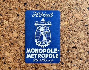 Hotel Monopole-Metropole Strasbourg France vintage luggage tag