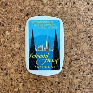 Colombi Hotel Freiburg Black Forest Germany vintage luggage tag