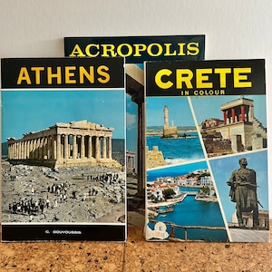 Griechenland Vintage Reiseführer für Athen, die Akropolis und Crete Set von 3