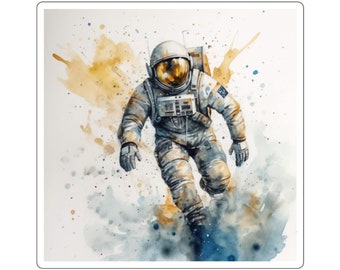 Sticker Astronaut, Space Sticker, Astronaut Running, Sticker for Laptop, Sticker for Water Bottle, Kids Sticker
