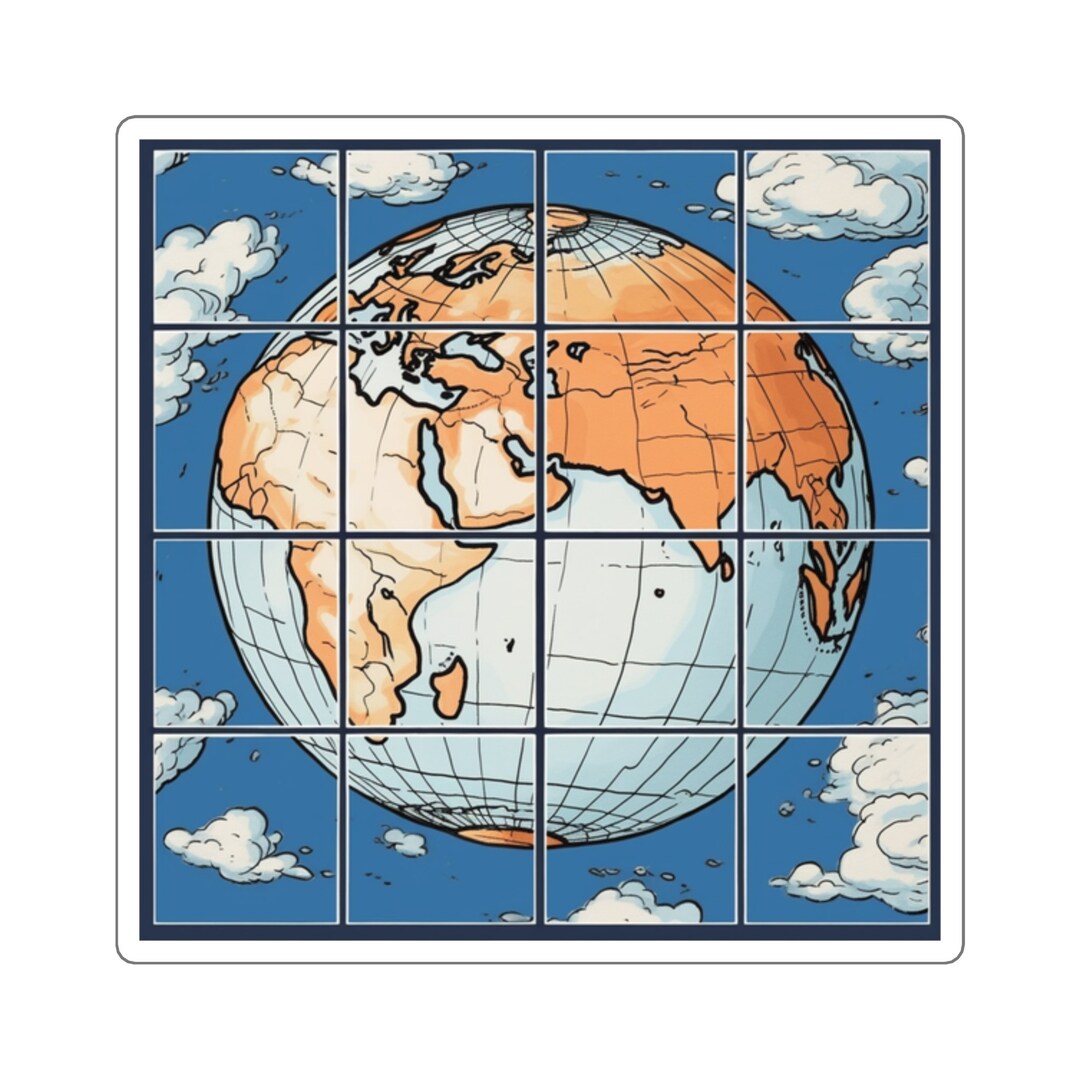 Sticker Earth, Globe Sticker, Planet Sticker, Cartoon Style, Sticker ...