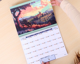 Calendário de Progressão de Nível | Rastreador de Missões + 11 Impressões Artísticas