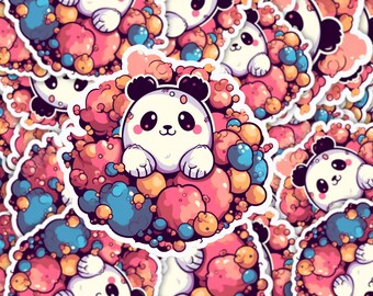 Pandakit's Cute Panda playing with cotton candy sticker