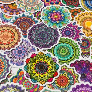 Mandala Stickers, Colorful Mandala Stickers, Random Sticker Packs 10/20/50 Pieces, NO REPEATS, Waterproof, Fade Resistant, Free Shipping
