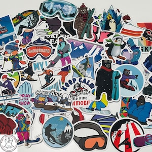 Ski And Snowboard Stickers, Winter Sports, Snow, Random Sticker Packs 10/20/50 Pieces, NO REPEATS, Waterproof, Fade Resistant, Free Shipping